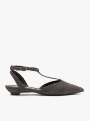 Ciemnobrązowe baleriny bez pięty T-bar. Brązowe baleriny damskie Ryłko, bez wzorów, z gumy, bez obcasa, na płaskiej podeszwie. Za 399.99 zł.