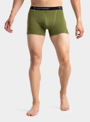 Bokserki termoaktywne męskie Sensor Merino DF Boxers. Zielone bokserki męskie Sensor, bez wzorów, z materiału. Za 142.99 zł.