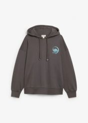 Bluza z kapturem z czystej bawełny. Szare bluzy z kapturem damskie bonprix, z bawełny. Za 112.99 zł.