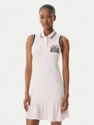 Juicy Couture Sukienka letnia Juicy Peplum JCGED126016 Różowy Regular Fit. Czerwone sukienki damskie Juicy Couture, na lato, l, bez wzorów, z bawełny, bez kołnierzyka, bez ramiączek. Za 299.99 zł.