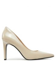 Calvin Klein Szpilki Heel Pump 90 - Brush L HW0HW02263 Beżowy. Brązowe szpilki CALVIN KLEIN, bez wzorów, ze skóry, bez obcasa. Za 499.99 zł.