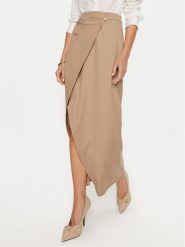 Artigli Spódnica midi ACGO000665 Beżowy Regular Fit. Brązowe spódniczki damskie Artigli, bez wzorów, z syntetyku, midi. Za 179.99 zł.