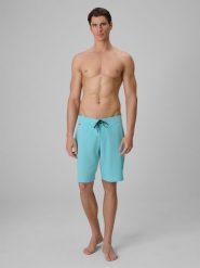 4F Spodenki plażowe boardshorty z filtrem UPF50+ męskie - turkusowe S. Niebieskie kąpielówki męskie 4f, m, bez wzorów, z materiału, na fitness i siłownię. Za 129.99 zł.