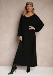 Czarna Pudełkowa Sukienka Sweterkowa z Wiskozą ze Ściągaczami Besizia. Czarne sukienki damskie Renee, na co dzień, s, bez wzorów, z wiskozy, eleganckie, bez kołnierzyka, bez ramiączek, maxi, proste. W wyprzedaży za 111.99 zł.
