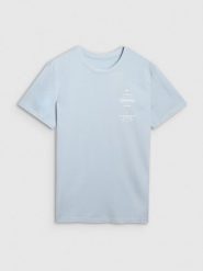 4F T-shirt regular z nadrukiem męski - niebieski XL. Niebieskie t-shirty męskie 4f, m, bez wzorów, z bawełny, bez kołnierzyka. Za 69.99 zł.