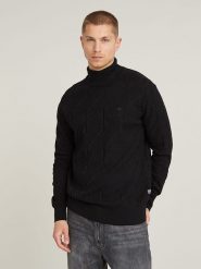 G-Star Sweter w kolorze czarnym rozmiar: M. Czarne swetry męskie G-Star, m, bez wzorów, z bawełny, bez kołnierzyka. Za 197.63 zł.