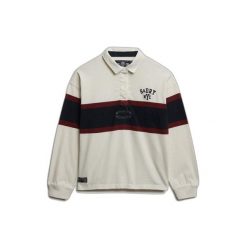 Koszulka polo damska z długim rękawem w paski Superdry Heritage. Białe bluzki sportowe damskie Superdry., bez kołnierzyka, bez ramiączek. Za 284.00 zł.