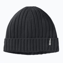 Czapka zimowa Jack Wolfskin Rib Knit. Czarne czapki męskie Jack Wolfskin, na zimę, bez wzorów, z materiału, klasyczne. Za 199.99 zł.