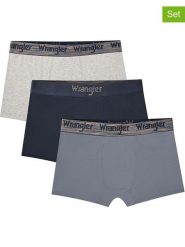 Wrangler Bokserki (3 pary) "Montel" w kolorze granatowym, jasnoszarym i niebieskoszarym rozmiar: XL. Niebieskie bokserki męskie Wrangler, bez wzorów. Za 105.38 zł.