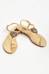 Sandały damskie skórzane Devotion DOLCE & GABBANA. Sandały damskie Dolce & Gabbana, bez wzorów, bez obcasa. W wyprzedaży za 2,496.75 zł.