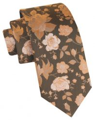 Klasyczny, Męski Krawat Alties - Beż, Blada Pomarańcz, Kwiaty. Krawaty i muchy męskie Alties, bez wzorów, z tkaniny, eleganckie. Za 49.00 zł.