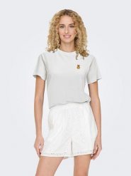 JDY Koszulka w kolorze białym rozmiar: L. Białe bluzki damskie JDY, l, bez wzorów, z bawełny, bez kołnierzyka, bez ramiączek. Za 52.55 zł.