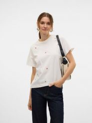 Vero Moda Koszulka w kolorze białym rozmiar: M. Białe bluzki damskie Vero Moda, m, bez wzorów, z bawełny, bez kołnierzyka, bez ramiączek. Za 74.46 zł.