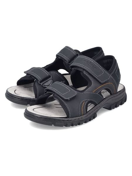 Rieker Sandały w kolorze czarnym rozmiar: 44. Czarne sandały męskie Rieker, z otwartym noskiem, bez zapięcia. Za 172.89 zł.