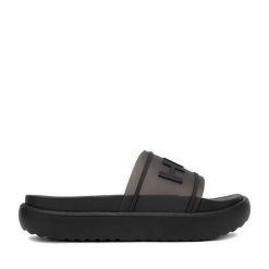 Klapki Hunter. Czarne klapki damskie Hunter, bez wzorów, bez obcasa. Za 139.99 zł.
