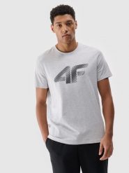 4F T-shirt regular z nadrukiem męski - szary XL. Szare t-shirty męskie 4f, m, bez wzorów, z bawełny, bez kołnierzyka. Za 59.99 zł.