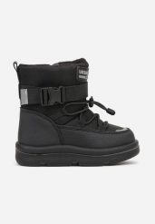 Czarne Śniegowce Wodoodporne z Napisem i Paskiem z Klamrą Monariella. Czarne śniegowce dziewczęce Born2be, z dresówki. Za 89.99 zł.