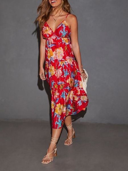 Milan Kiss Sukienka w kolorze czerwonym ze wzorem rozmiar: M. Czerwone sukienki damskie Milan Kiss, na imprezę, m, bez wzorów, bez kołnierzyka, bez ramiączek, midi. Za 153.71 zł.