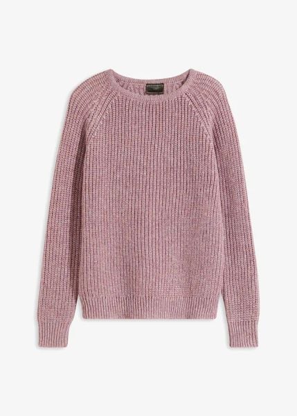 Gruby sweter z połyskującą nitką. Czerwone swetry klasyczne damskie bonprix, bez kołnierzyka. Za 124.99 zł.