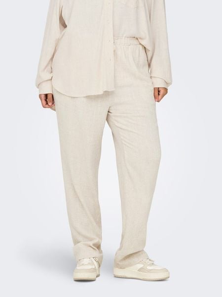 ONLY Spodnie w kolorze kremowym rozmiar: 42/L32. Brązowe spodnie materiałowe damskie Only, bez wzorów, z materiału, z podwyższonym stanem. Za 101.94 zł.