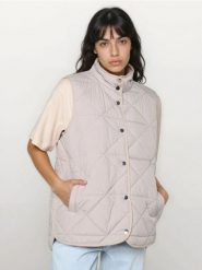 Pikowana kamizelka ze stójką - beżowy. Brązowe kamizelki damskie Sinsay, l. Za 59.99 zł.