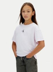 Calvin Klein Jeans T-Shirt Logo IG0IG02136 Różowy Boxy Fit. Czerwone koszulki dziewczęce Calvin Klein Jeans, bez wzorów, z bawełny, bez ramiączek. Za 99.99 zł.