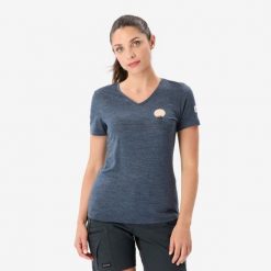 Koszulka damska trekkingowa z krótkim rękawem Simond Travel 100 Merino. Bluzki damskie SIMOND, l, bez wzorów, z materiału, klasyczne, bez kołnierzyka, bez ramiączek. Za 119.99 zł.