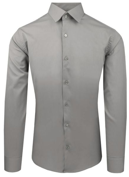 Ciemnoszara Koszula Bawełniana o Taliowanym Kroju, Jednokolorowa. Szare koszule męskie Pazzani, bez wzorów, z bawełny, bez kołnierzyka, bez ramiączek. Za 169.00 zł.