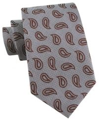 Męski Krawat - Popielaty w Brązowe Paisley - Alties. Szare krawaty i muchy męskie Alties, bez wzorów, z tkaniny, eleganckie. Za 55.00 zł.