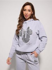 Bluza hoodie z ozdobnymi cekinami Minnie Mouse - szary. Szare bluzy bez kaptura damskie Sinsay, l. W wyprzedaży za 29.99 zł.