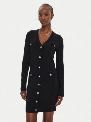PINKO Sukienka dzianinowa Solfitaggio Abito 103974 A21T Czarny Slim Fit. Czarne sukienki damskie Pinko, s, bez wzorów, z dzianiny, bez kołnierzyka, bez ramiączek. Za 1,219.00 zł.