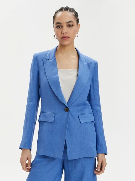 Marella Marynarka Afro 2413041094 Niebieski Regular Fit. Niebieskie marynarki i żakiety damskie Marella, bez wzorów, ze lnu. Za 749.00 zł.