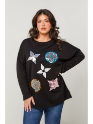 Curvy Lady Sweter w kolorze czarnym rozmiar: 44/46. Czarne swetry klasyczne damskie Curvy Lady, bez kołnierzyka. Za 127.65 zł.