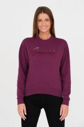 GUESS Bordowa bluza z cyrkoniami. Czerwone bluzy bez kaptura damskie Guess, xs. W wyprzedaży za 300.99 zł.