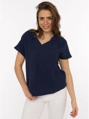 Zwillingsherz Muślinowa bluzka w kolorze granatowym rozmiar: onesize. Niebieskie bluzki damskie Zwillingsherz, bez wzorów, z bawełny, bez kołnierzyka, bez ramiączek. Za 88.43 zł.