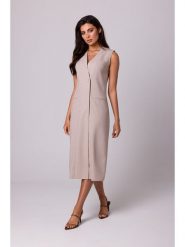 Be Wear Sukienka w kolorze beżowym rozmiar: L. Brązowe sukienki damskie Be Wear, na co dzień, l, bez wzorów, bez kołnierzyka, bez ramiączek, midi, proste. Za 227.85 zł.
