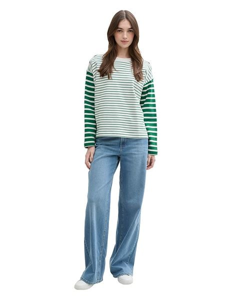 TOM TAILOR Denim Bluza w kolorze zielono-białym rozmiar: XS. Białe bluzy bez kaptura damskie Tom Tailor Denim, xs, z bawełny. Za 93.94 zł.