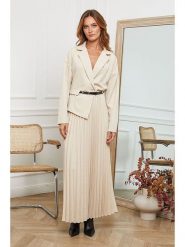 Joséfine Sukienka "Jaune" w kolorze kremowym rozmiar: L. Brązowe sukienki damskie Joséfine, na co dzień, l, bez wzorów, ze skóry, bez kołnierzyka, bez ramiączek, maxi, proste. Za 174.84 zł.