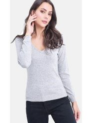 ASSUILI Sweter w kolorze jasnoszarym rozmiar: 42. Szare swetry klasyczne damskie Assuili, bez kołnierzyka. Za 113.99 zł.