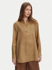 Max Mara Leisure Koszula Noel 2516111018 Brązowy Regular Fit. Brązowe koszule damskie Max Mara Leisure, bez wzorów, ze lnu, bez kołnierzyka, bez ramiączek. Za 559.99 zł.