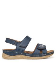 Clara Barson Sandały WFA3741-1 Granatowy. Niebieskie sandały damskie Clara Barson, bez wzorów, z materiału, bez obcasa, na płaskiej podeszwie. Za 99.99 zł.