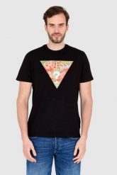 GUESS Czarny bawełniany męski T-shirt slim fit, Rozmiar M. Czarne t-shirty męskie Guess, l, z aplikacjami, z bawełny, bez kołnierzyka. W wyprzedaży za 101.99 zł.