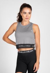 Damski crop top Gorilla Wear Colby. Czarne topy sportowe damskie GORILLA WEAR, s, bez wzorów, z elastanu, bez ramiączek. Za 171.55 zł.