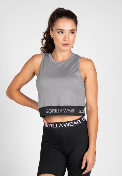 Damski crop top Gorilla Wear Colby. Szare topy sportowe damskie GORILLA WEAR, l, bez wzorów, z elastanu, bez ramiączek. Za 168.00 zł.