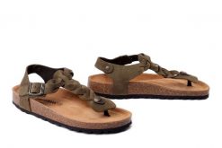 DR. BRINKMANN 710263-07 grun, sandały damskie. Zielone sandały damskie Dr. Brinkmann, bez wzorów, ze skóry, bez obcasa. Za 214.90 zł.