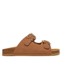 Klapki Lasocki. Brązowe klapki damskie Lasocki, bez wzorów, bez obcasa. Za 139.99 zł.