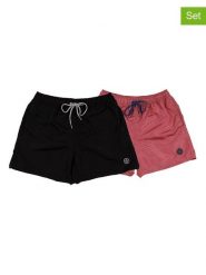 The Time of Bocha Szorty kąpielowe (2 pary) w kolorze czarnym i czerwonym rozmiar: L. Czarne szorty sportowe męskie The Time of Bocha, l, z materiału, outdoorowe. Za 130.99 zł.