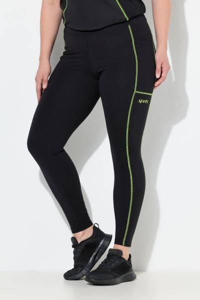 Damskie Legginsy sportowe neonowe szwy kieszenie z recyklingu. Czarne legginsy damskie Ulla Popken, plus size, bez wzorów, z dżerseju, z podwyższonym stanem. Za 239.99 zł.
