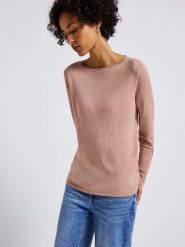Street One Sweter z dzianiny Kobiety drobna dzianina różowy|pomarańczowy, 40. Brązowe swetry klasyczne damskie Street One, na jesień, z bawełny, bez kołnierzyka. Za 169.95 zł.