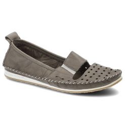 Półbuty damskie Lanqier, ażurowe i na płaskiej podeszwie, szare, 38C1156. Szare półbuty damskie Lanqier, w ażurowe wzory, ze skóry, wizytowe, bez obcasa, na płaskiej podeszwie. Za 139.00 zł.